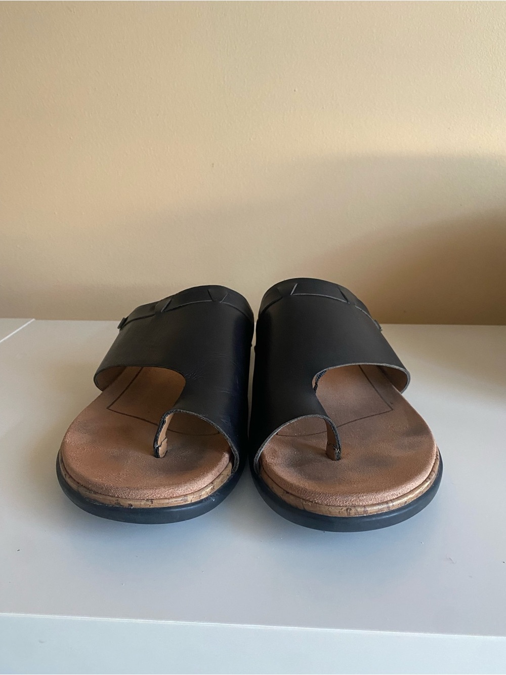 Vionic Cindy Black Leather Toe Ring Slide Sandals Orthotic Comfort US 12 - Picture 3 of 12